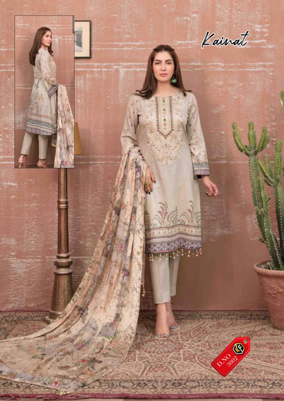 Keval Kainat 3 Luxury Lawn Casual Daily Wear Designer Karachi Dress Material Collection
